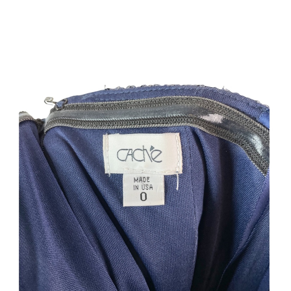 Cache Navy One-Shoulder Sequin Prom Gown - Picture 11 of 16